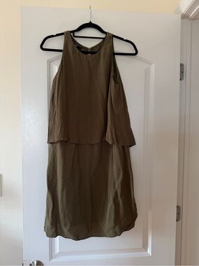 Metaphor Olive Layered Halter Mini Dress